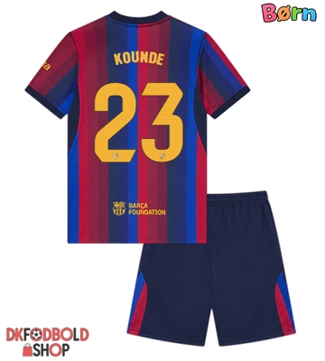 Barcelona Jules Kounde #23 Hjemmebanesæt Børn 2026-27 Kort ærmer (+ korte bukser)